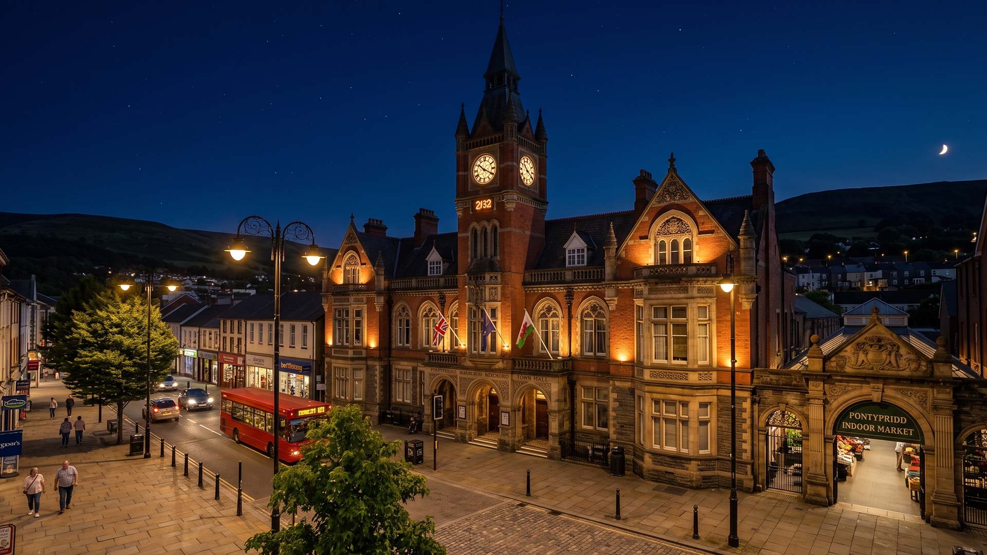 Pontypridd Municipal Building Night